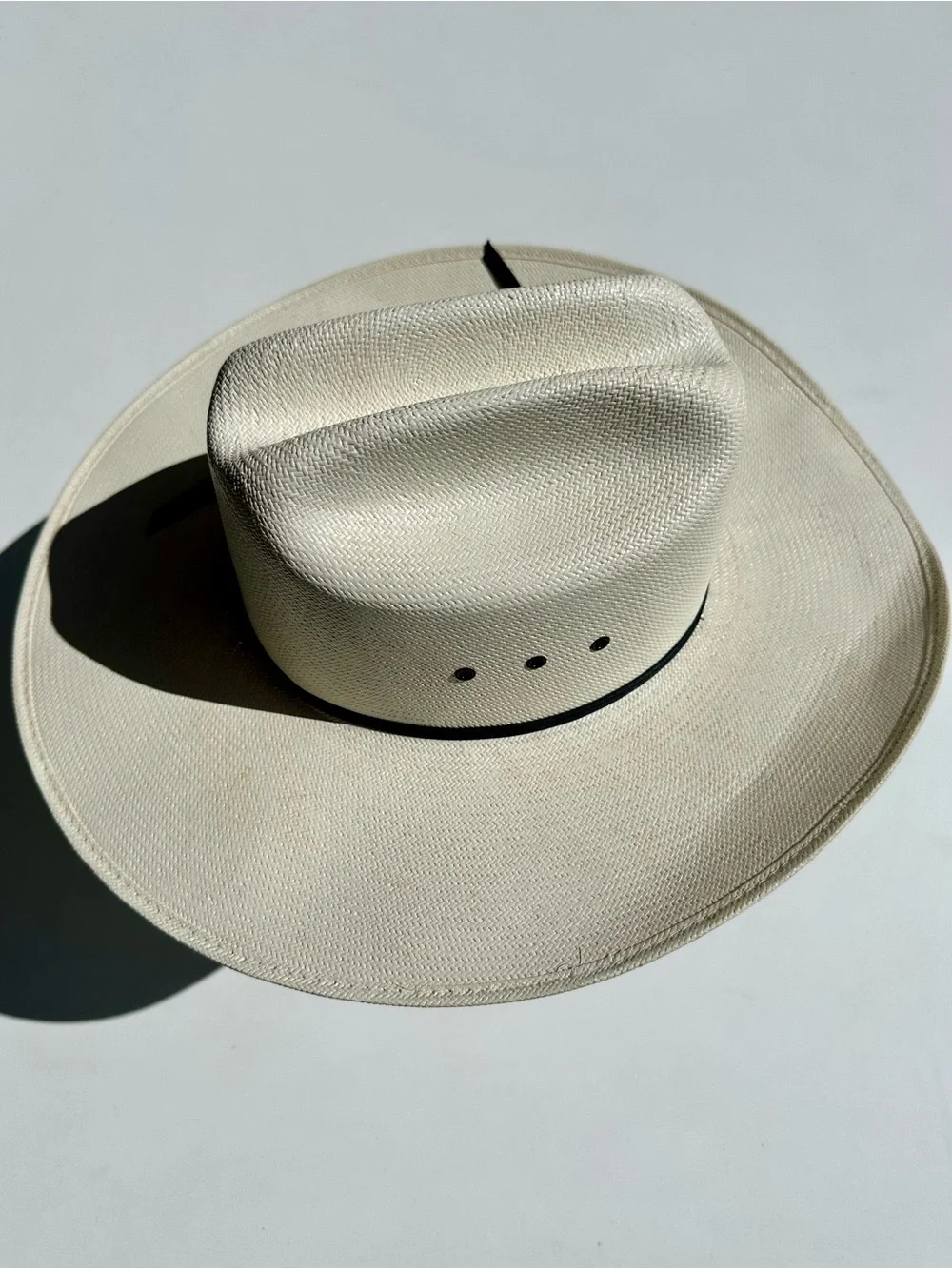American Hat Co Para Panama Men's Wide-Brim Outback Hat Cream, Black Band, 7 1/8